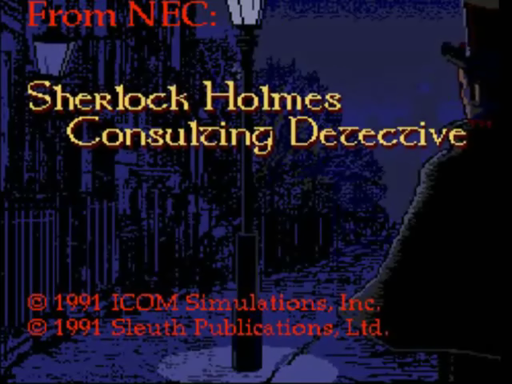 Sherlock Holmes: Consulting Detective title screen for TurboGrafx CD